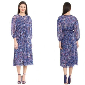 {Maggy London} Calio Doted Tie Waist Balloon Sleeves Dress